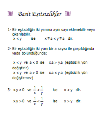 Basit Eşitsizlik Formülü